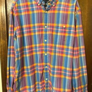 Tommy Hilfiger Long Sleeve Button Up Shirt XL Custom Fit Men's Plaid